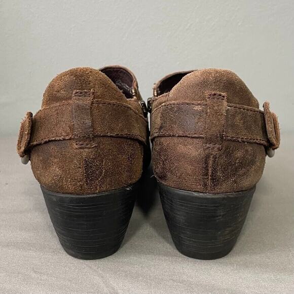 Born Booties Size 9.5 Distressed Brown Harness Western Cowgirl Boho Grunge Heels - Picture 10 of 12